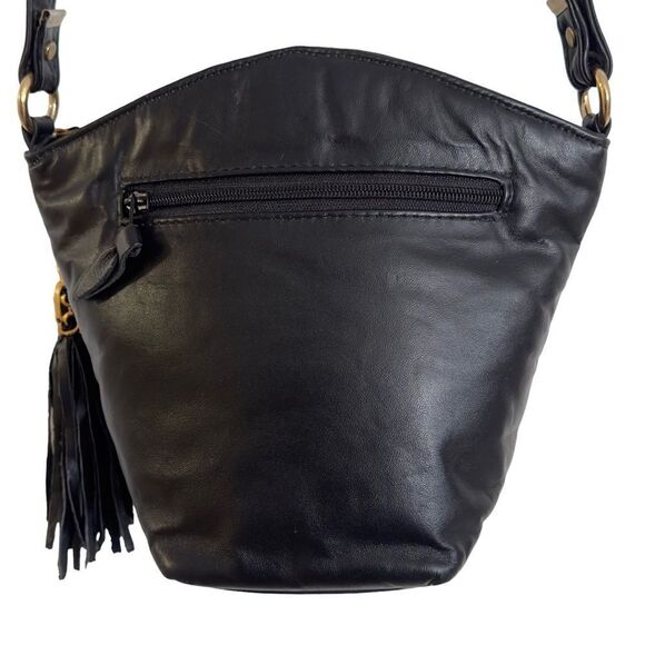 PINKY Genuine Leather Small Black Bucket Crossbody Bag - Picture 5 of 15